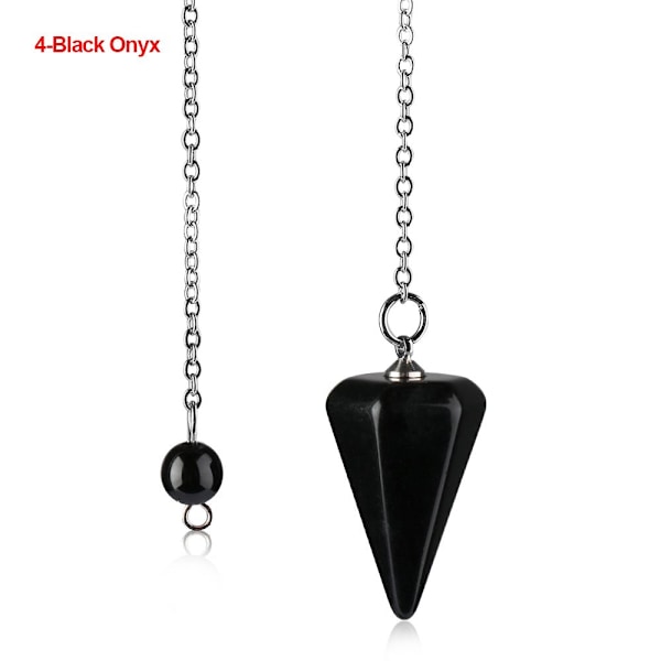 Luonnon parantava jalokiviriipus koru Reiki pyramidi kuusikulmainen heiluri ketjuriipus amuletti 4-Black Onyx