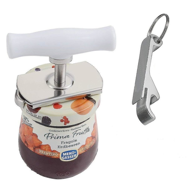 Kichwit Arthritis Jar Opener Stainless Steel Lids Off Jar Opener - Free Bottle Opener Keychain Included