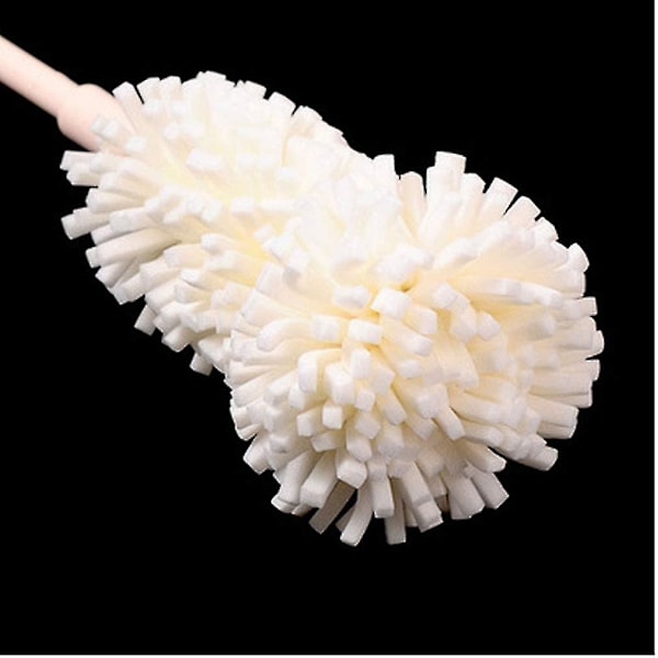 1 st svampflaskborste med långt handtag, borste för rengöring av vattenkokare, kök (vit)
