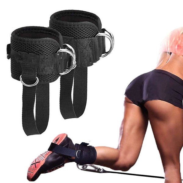 2 stk Justerbare Ankelstropper for Kabelmaskin Gym Ankelstropp Dobbel D-ring Ankelmansjettstropper