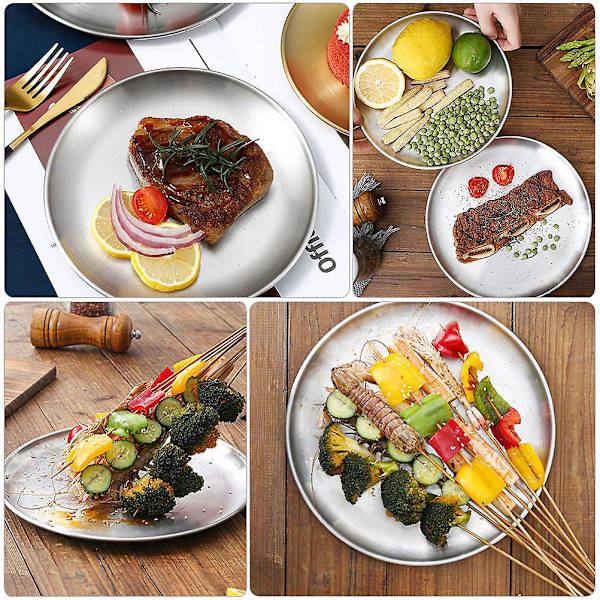 2 stk. Multifunktionelle madserveringsplader Runde grillplader Kødbeholdere