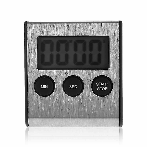 Digital køkkentimer, rustfrit stål, super stærk magnetisk bagside