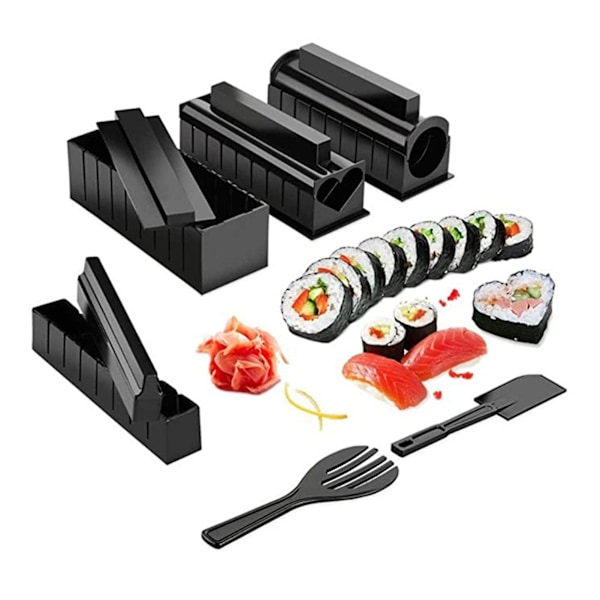 Sushi-fremstillingskit, Sushi-kit med Sushi-måtte, Sushi-rulle, Sushi-maskine, Bambus-sushi-rullemåtte, Nemt og sjovt Sushi-værktøj til hjemmet