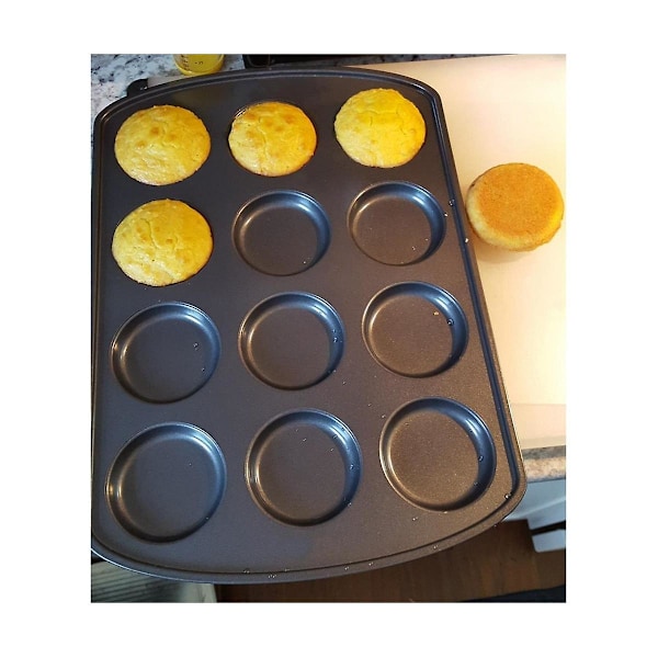 12 hål non-stick rund cupcake form pan muffinsform kolstål bakform pudding bakform bisc