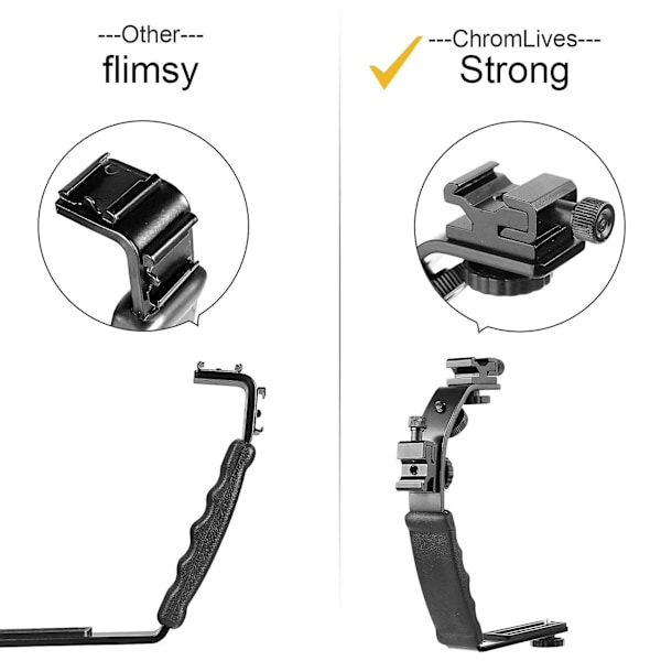 2x Kamera L-beslag Mount Video Greb L-beslag Dobbelt Flash Cold Shoe Mount 1/4 Tommer Stativskrue (op