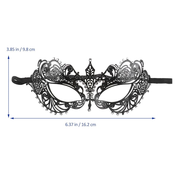 Svart metallmaskerad kvinnors pinne Venedig metall strass venetiansk maskerad