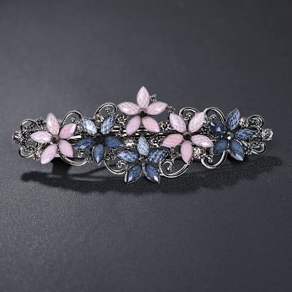 Kukka-timanttikiviset hiuspinnit naisille Hienot hiukset Kimaltelevat Fancy-hiuspidikkeet naisille ja tytöille Elegantti (Pinkki ja sininen)