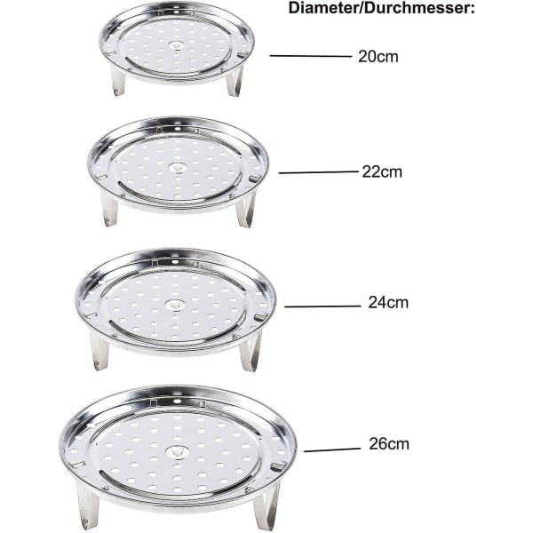 4 stk Rundt Dampstativ i Rustfritt Stål Trykkoker Dampstativ 20/22/24/26cm