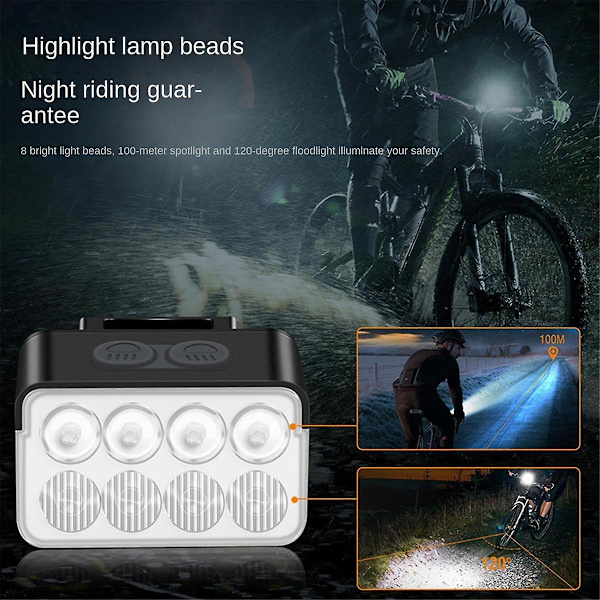 Sykkellyssett Sykkel Led Frontlys Baklys Usb Lading Veisly Høydepunktlampe Sykkellyslampe