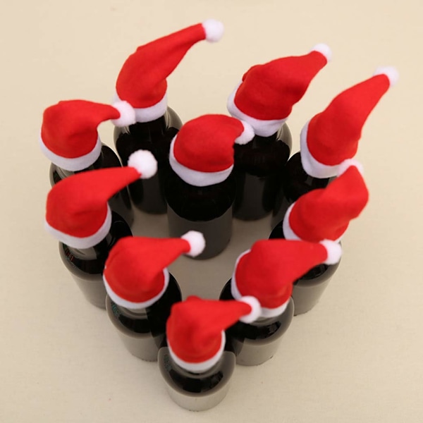 Mini Jultomteluvor, 10 st Mini DIY Röda Jultomteluvor för pyssel för små pysselartiklar för flaskkoration
