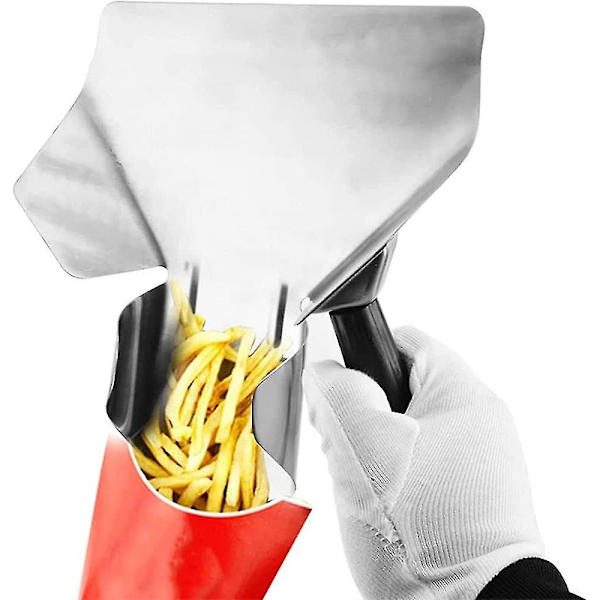 Pommes Frites Skovl, Rustfrit Stål Frit Bagger Scooper Chip, Rustfrit Stål Pommes Frites Skovl Med Dobbelthåndtag, Pommes Frites Bagger Med Højre Hånd Z