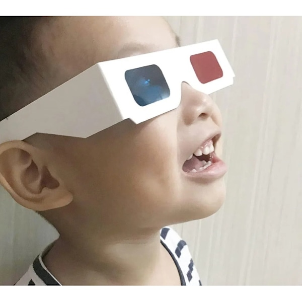 50 st röd-blå 3D-glasögon, 3D-glasögon för visning av 3D-filmer/spel och bilder i röd-blå format (vit ram)