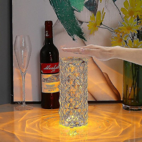 Led Kristallbordslampa Diamantros Bar Nattljus Touch Atmosfär Sänglampa~uk