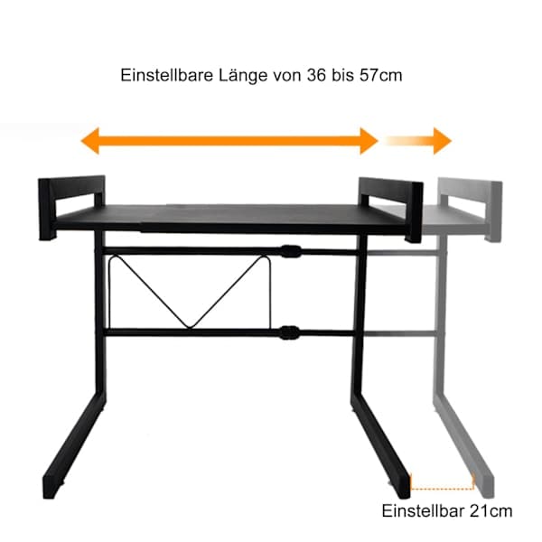 Microwave Oven Rack, Microwave Shelf, Microwave Holder, Organizer with 4 Hooks for Kitchen