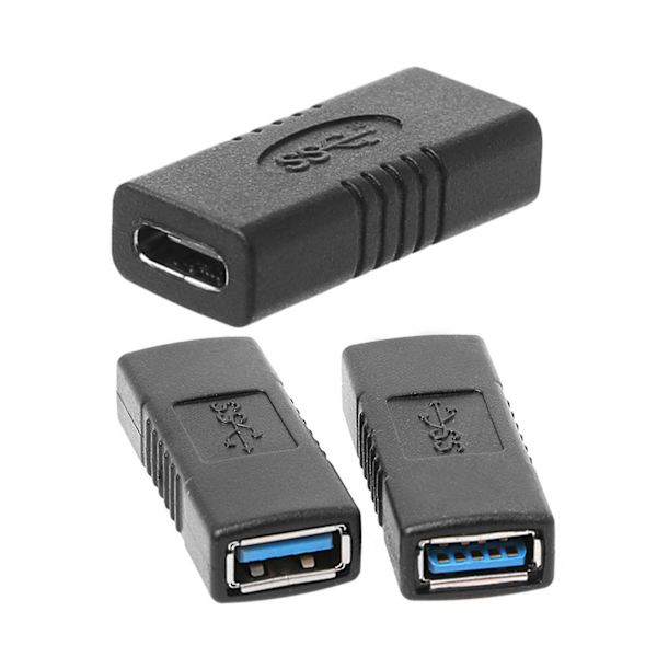 3 kpl naaras-naaras-liitinsovitinta Usb 3.1 tyyppi C ja Usb 3.0 tyyppi A
