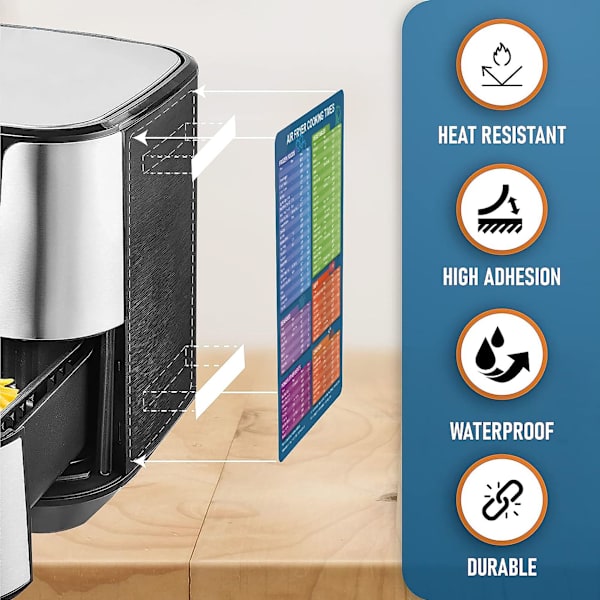 Airfryer-tilberedningstidsplan Magnet, Hurtig referenceguide til tilberedning og stegning, Airfryer-tilberedningstidsplan