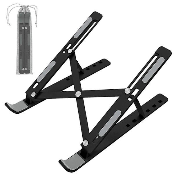 Laptop Stand 6 Niveauer Justerbar Foldbar Grå Laptop Stand, Aluminium Ventileret Desktop Kølestativ, Bærbar Ergonomisk Notebook Riser
