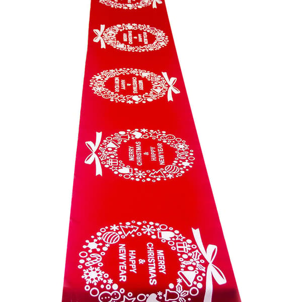Julbordsduk i linne, för julbordsdekoration (270x28cm), Tryckt rektangulär bordsduk
