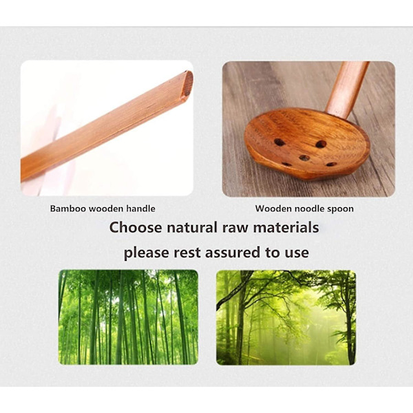 Lange håndtakssuppe skjeer, 6 * Naturlig Premium Wood Turtle Spoon Husholdning Colander