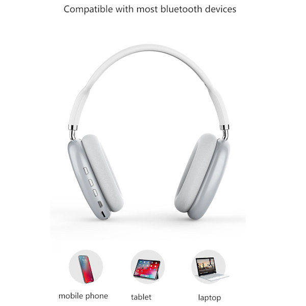 Bluetooth 5.0-hovedtelefoner, trådløse over-ear-hovedtelefoner til spillekonsol Ps4, computer (sort)