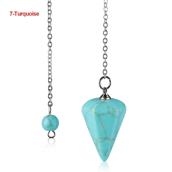 Luonnon parantava jalokiviriipus koru Reiki pyramidi kuusikulmainen heiluri ketjuriipus amuletti 7-Turquoise