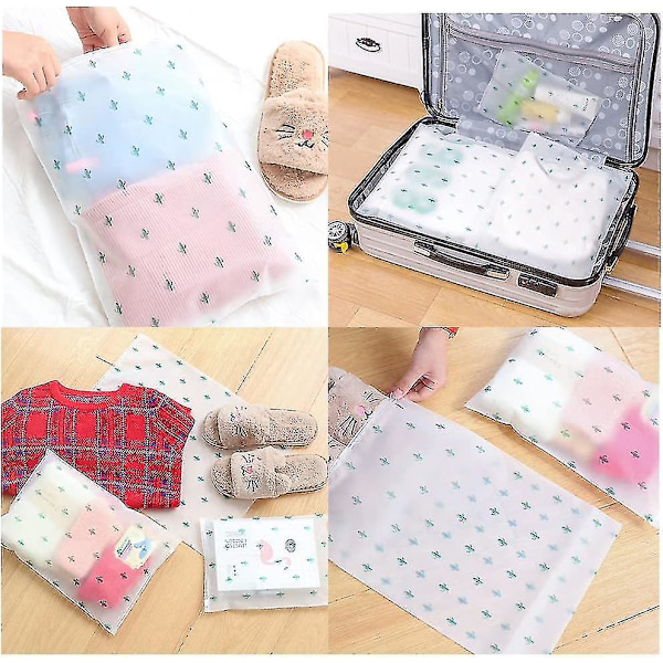 15 stk Reise Vanntette Poser, Gjennomsiktig Frosted Plast Zip-lock Seal Oppbevaringsposer