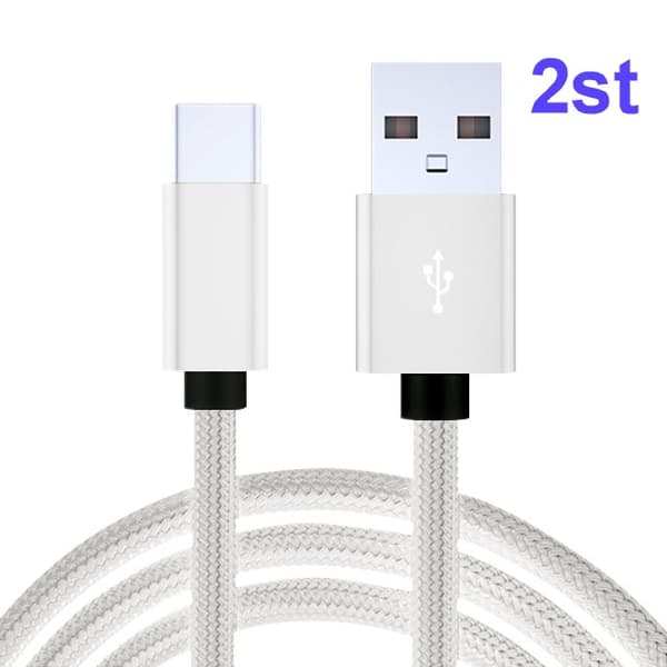 Stk. 3m USB-C Hurtig Opladerkabel Type-C Hvid