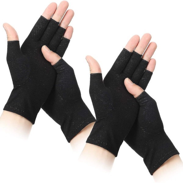 2 par artroshandskar unisex tryckhandskar fingerlösa handskar andningsbara Lmell gåva