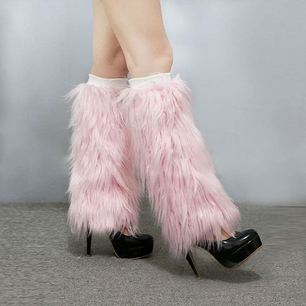 Dame Faux Fur Leg Warmer - Vinter Fluffy Boots Toppers 40cm