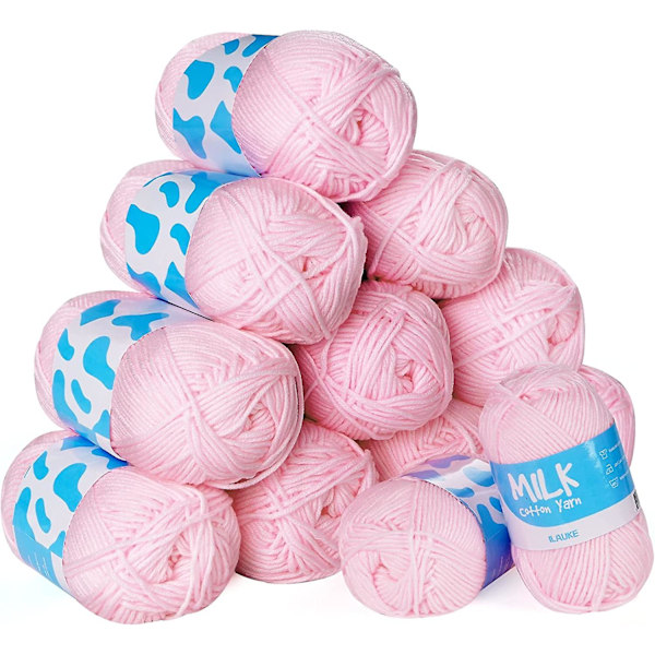 Dubbel virkad garnuppsättning av Yetsye 12. 100 % akryl supermjukt chunky garn för virkning. 1200 meter hållbart stickgarn. 600 g (rosa)