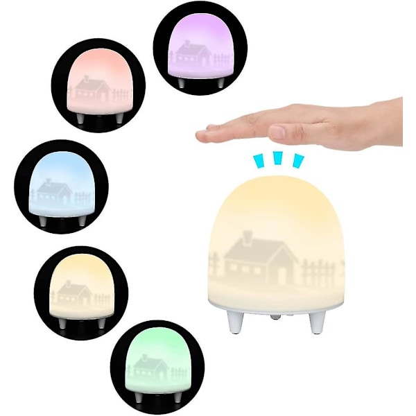 Led nattlampa, bärbar uppladdningsbar sänglampa 4 lägen touchkontroll nattlampa med 7 RGB-färger och dimbar ljus varm ljuslampa för sovrum,
