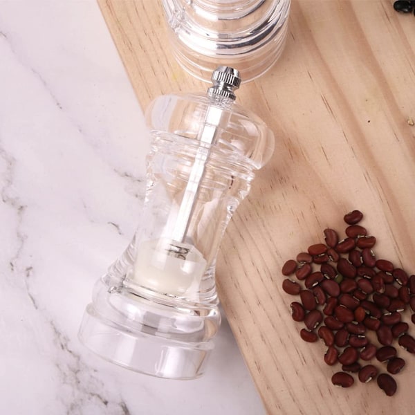 Clear Acrylic Pepper Grinder 4 Inch Refillable Salt Pepper Mill Shaker Kitchen Supplies for Sea Salt, Peppercorn