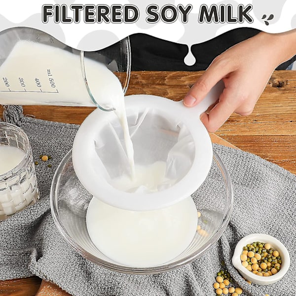 2 stk finmasket sil for filtrering av soyamelk, kaffemelk, yoghurt og juice
