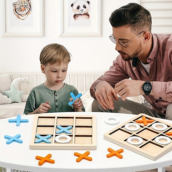 XO Tre-i-ett puslespill sjakk Tac Toe Casual Battle Board Game, oransje