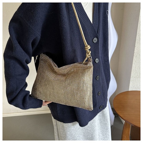 Dame Piger Diamanter Skuldertasker Tote Tasker Messenger Taske Bryllupsfest Håndtaske gold