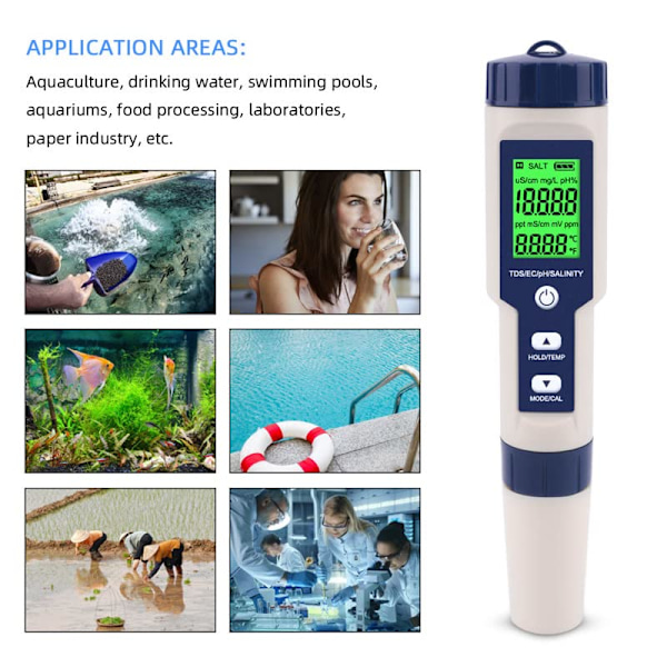 Pool Salt Tester &  Meter, Hofun Digital Salinity Meter och Tester för Pool Saltwater och Dricksvatten,