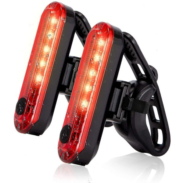 2 Pack Bike Tail Lights Waterproof Bicycle Rear Light Rechargeable Safety Warning Lamp