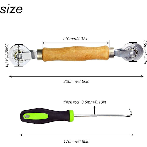Putkityökalu puukahvalla ja teräsrenkaalla Työkalu Retractable Roller Sieve Window Spline Roller