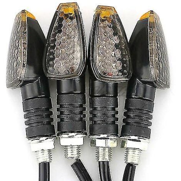 4 stk/sett Universal Motorsykkel Led Blinklys Lang Kort Signal Blinklys Gult Tilbehør