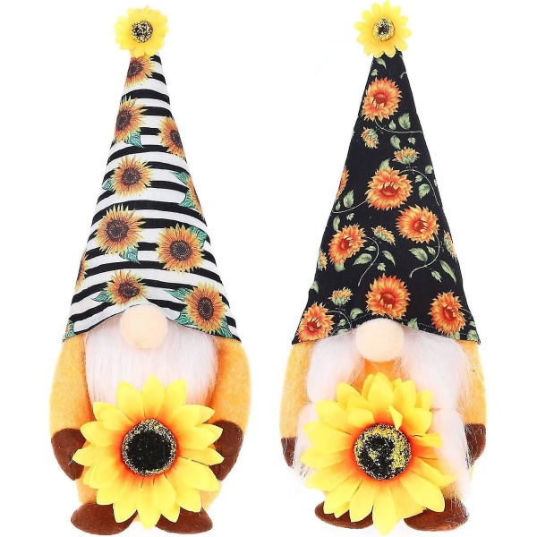 Sunflower Dwarf Ornament Figure Faceless Gnome Doll Home Ornament - 2 Pieces