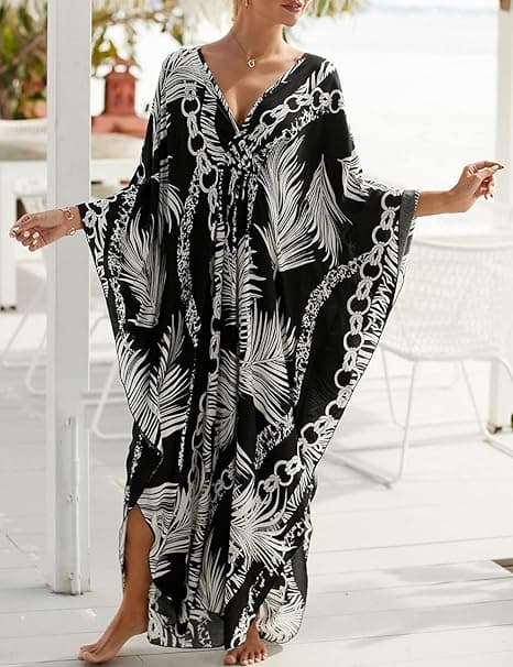 Kaftankjoler Slå om til badetøj Dame Plus Size Dyreprint Kaftan Resortkjole