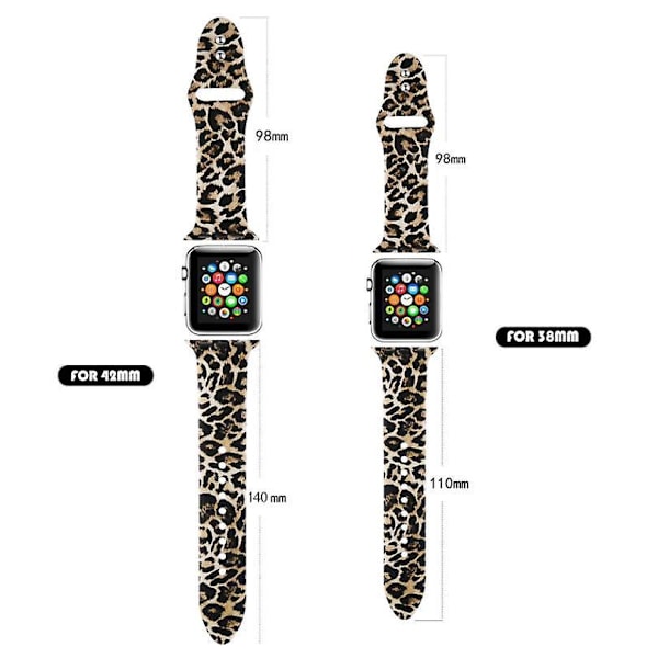 Leopardmönstrat silikonarmband kompatibelt med Apple Watch 38mm/40mm, för Iwatch Armband SE/Series 7 6 5 4 3 2 1 0.1