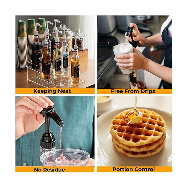 Kaffe sirup pumpe dispenser, 6 pak sirup pumpe til 750ml/25.4 sirup, 3 farver pumper til kaffesirup
