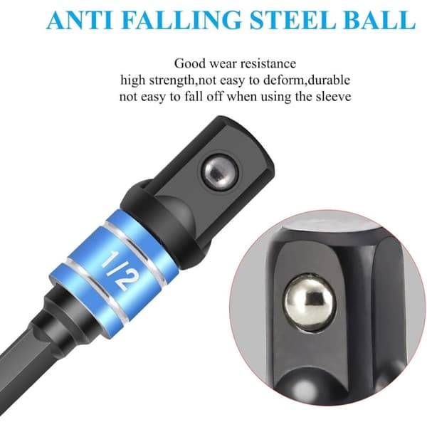 3 st Slagnyckeladapterset för 1/4\", 3/8\" och 1/2\" Mutterdragare