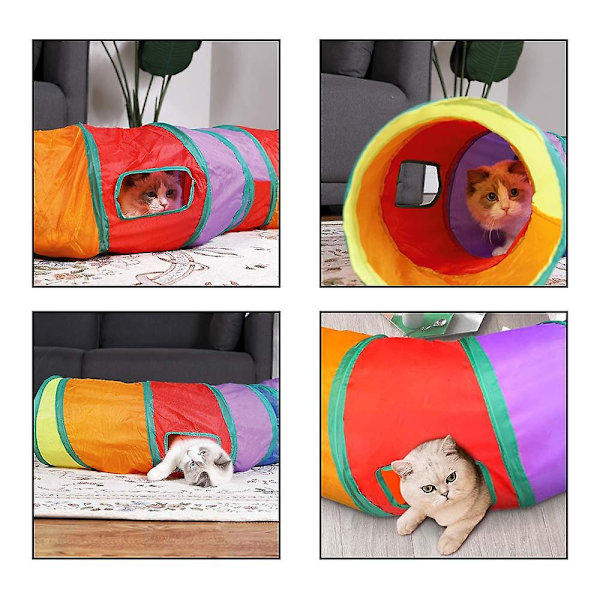 Kattunnel för inomhuskatter, interaktiv, kanintunnel leksaker, husdjursleksaker, lektunnlar för katter, kattungar, kaniner, valpar, skrynkliga hopfällbara pop-up multipla