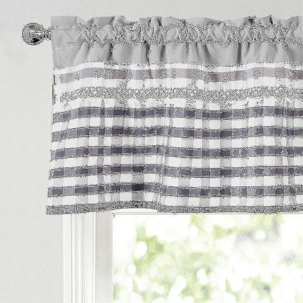 Kjøkken Gardiner Dekor Vindusgardin Luksus Cafe Valance Topper Draperier 74cmx61cm Lys Grå