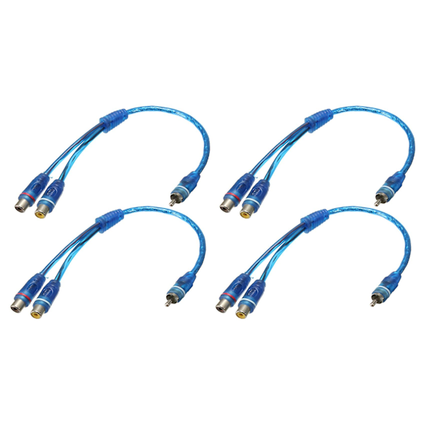 4x RCA-phono Y-splitter-johtoadapterikaapeli 1 uros 2 naaras autoliitin 30cm