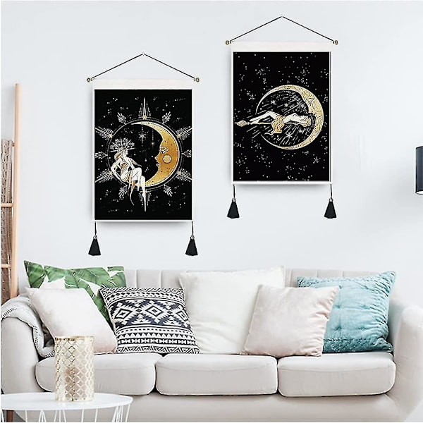 2-pack månfas tapet psykedelisk psykedelisk måndekoration för sovrum vardagsrum 35 x 50 cm
