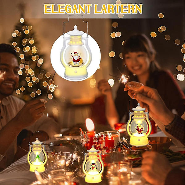 4 st jul-lyktor inomhus mini hängande ljus LED-lykta jul dekorativ lykta för bordsskiva