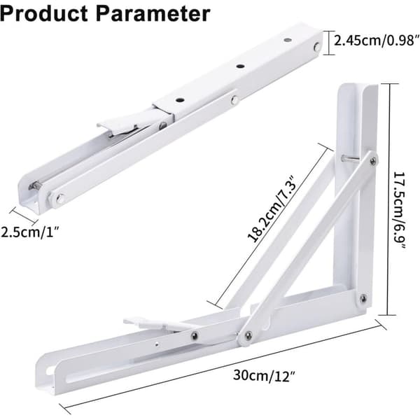 Kraftigt Fällbart Hyllkonsol 300mm 2st Vit Max Belastning 150kg